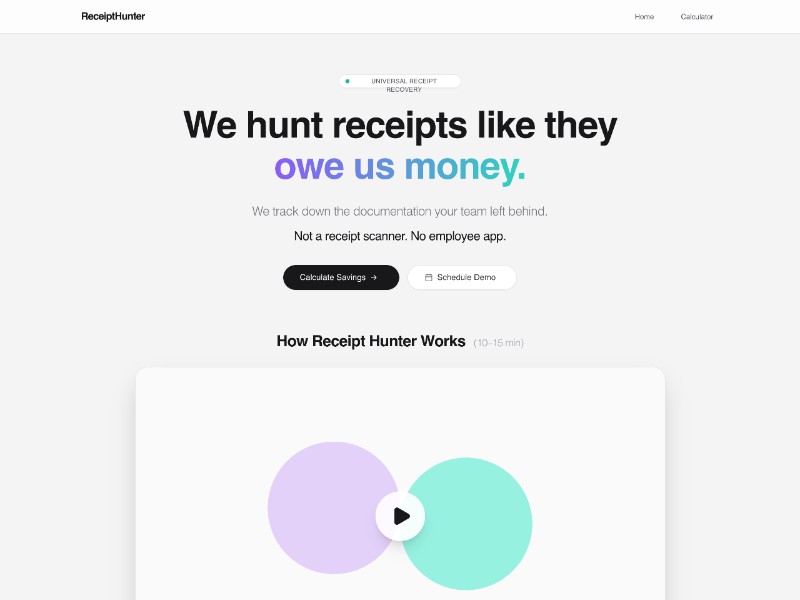 Preview for Receipt Recovery SaaS Landing Page Template