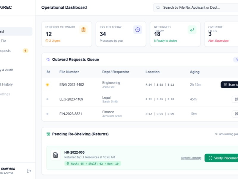 Preview for Record Room Staff Dashboard UI Template