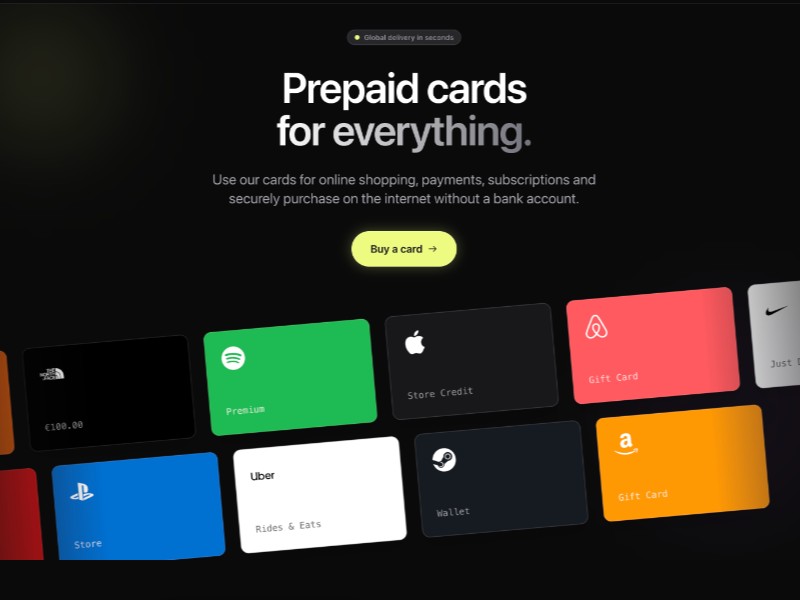 Preview for Digital Prepaid Cards Landing Page Template
