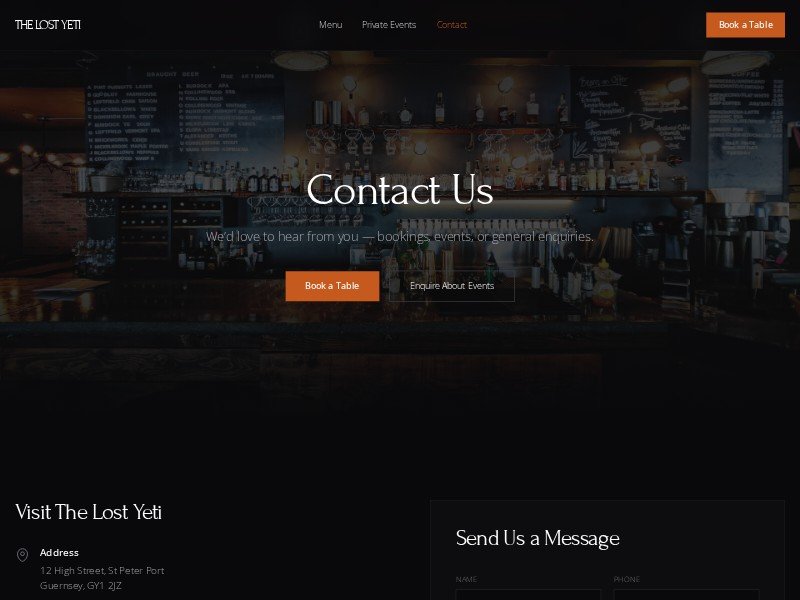 Preview for Restaurant Contact Landing Page Template