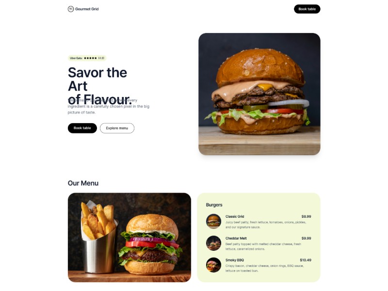 Preview for One-Pager Restaurant Landing Page Template