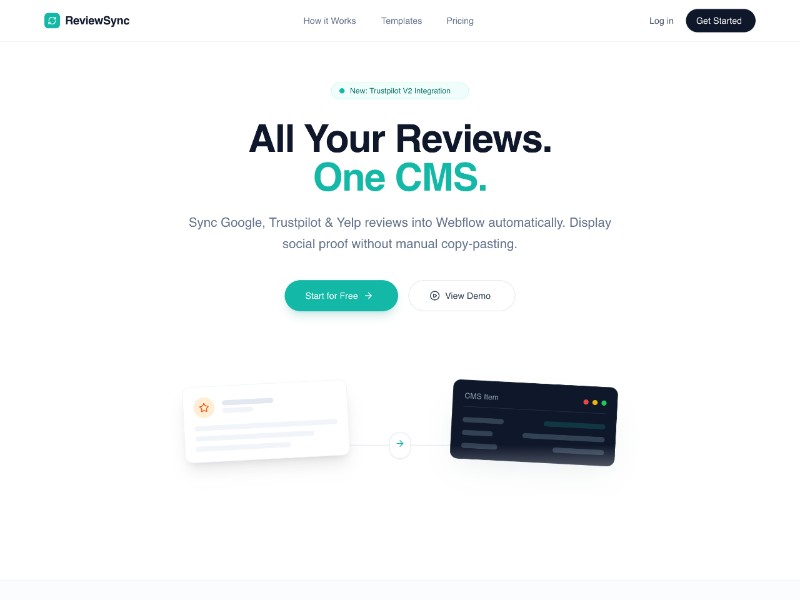 Preview for ReviewSync SaaS Landing Page Template
