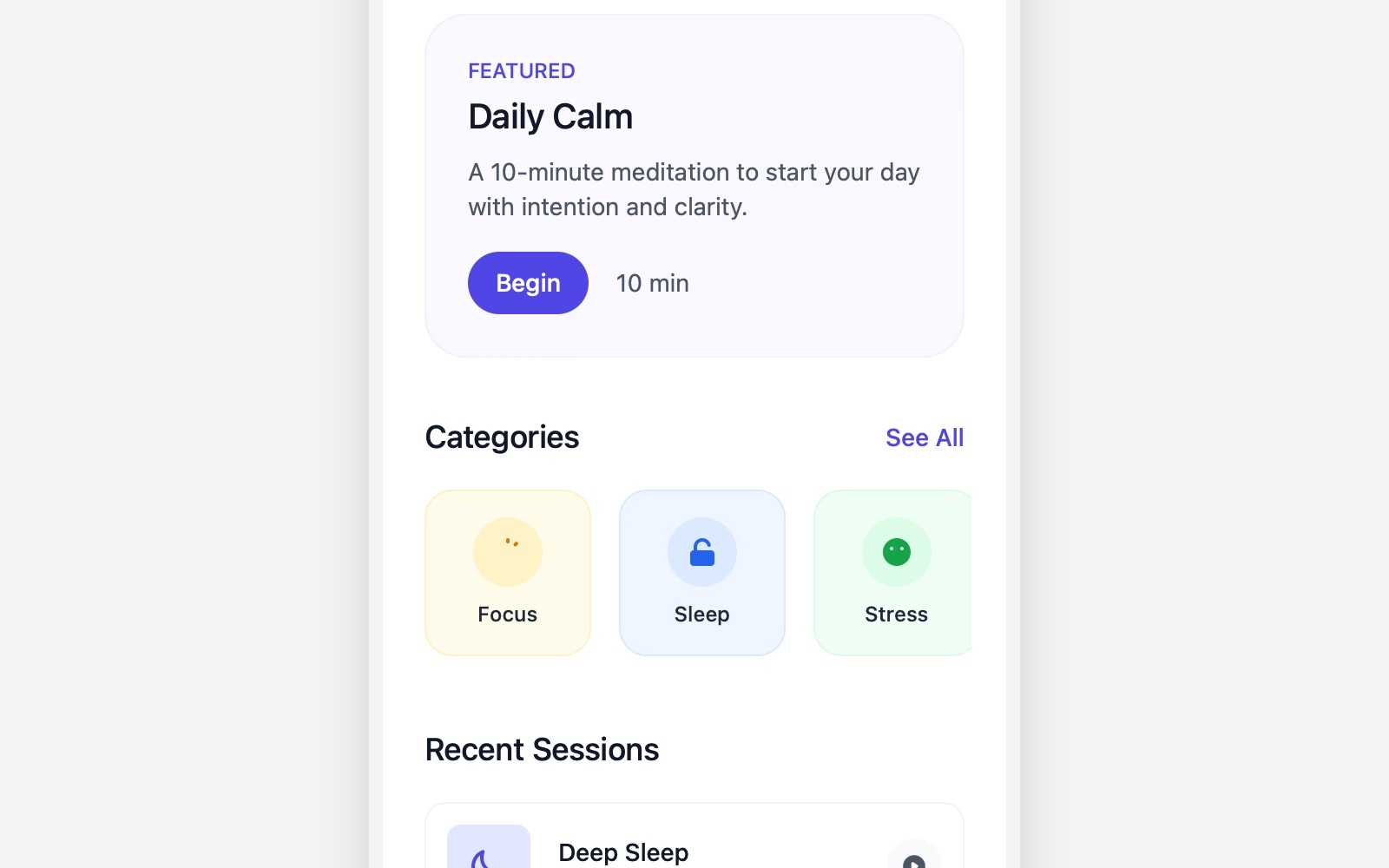 Preview for Mobile Meditation Session UI