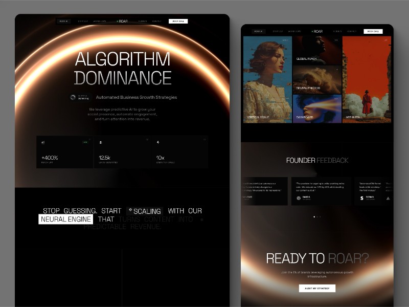 Preview for Roar AI Social Growth Landing Page Template