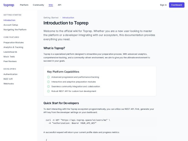 Preview for Toprep Documentation & Wiki Template