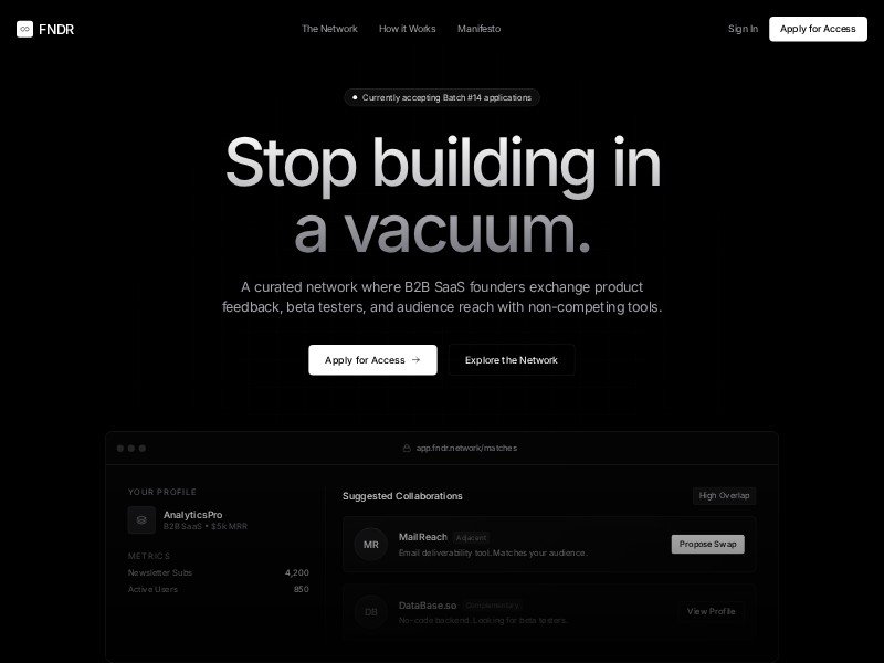 Preview for SaaS Founder Network Landing Page Template