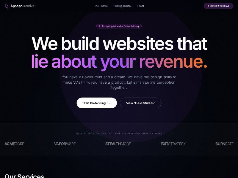 Preview for Satirical Agency Landing Page Template