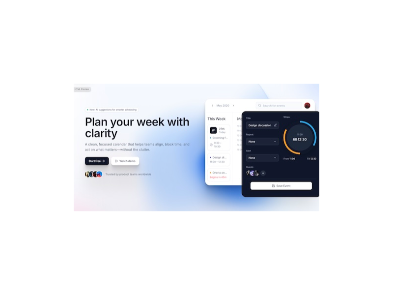 Preview for Scheduler Team Calendar Landing Page Template - home