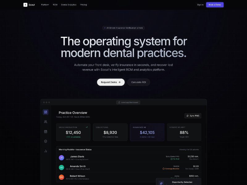 Preview for Scout Dental RCM Landing Page Template