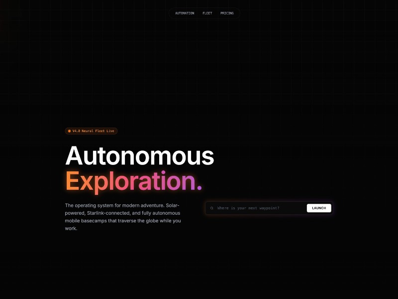 Preview for Autonomous Fleet Exploration Landing Page Template