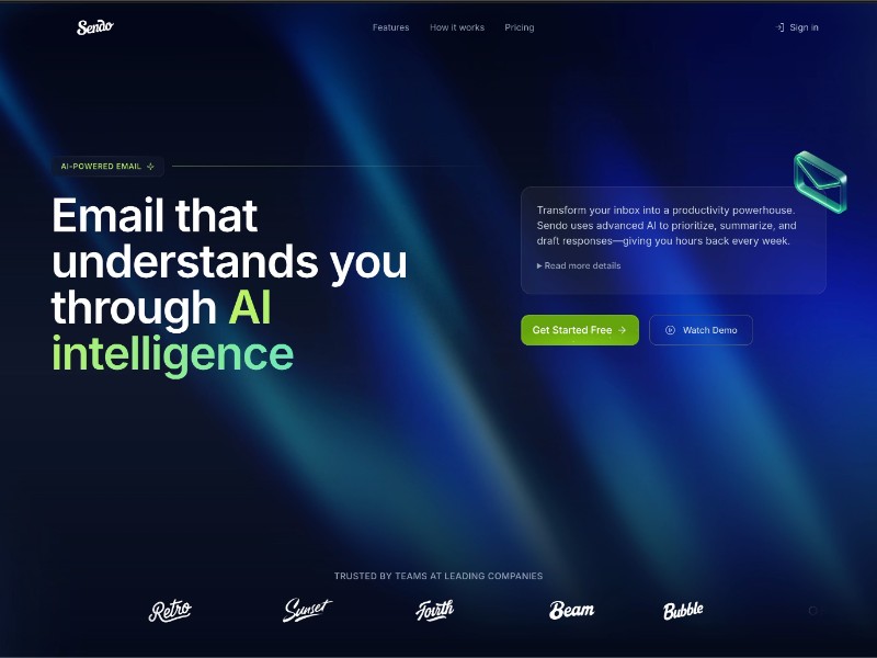 Preview for AI-Powered Email Management Landing Page Template