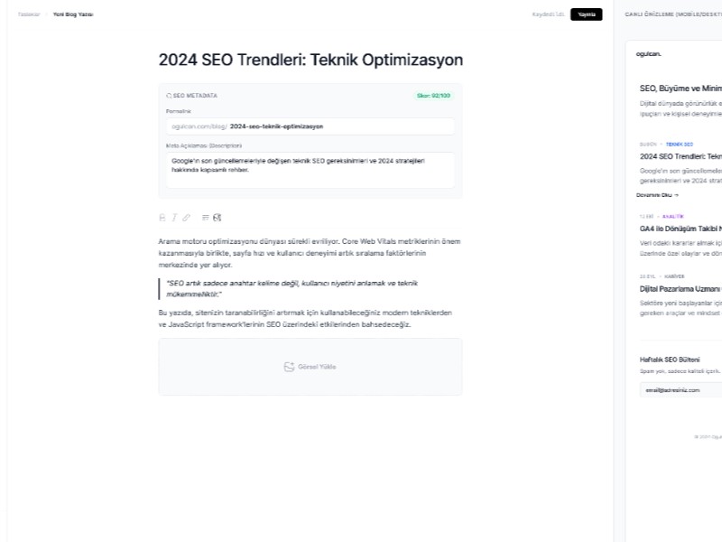 Preview for SEO Blog Platform Dashboard Template