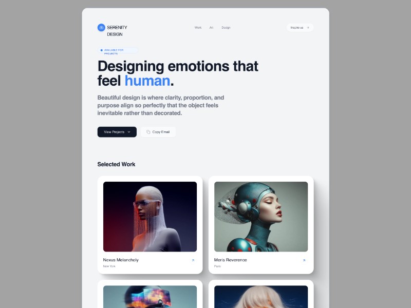Preview for Serenity Design Portfolio Landing Page Template