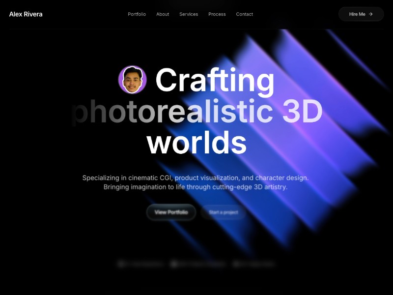 Preview for 3D Artist Portfolio Website Template