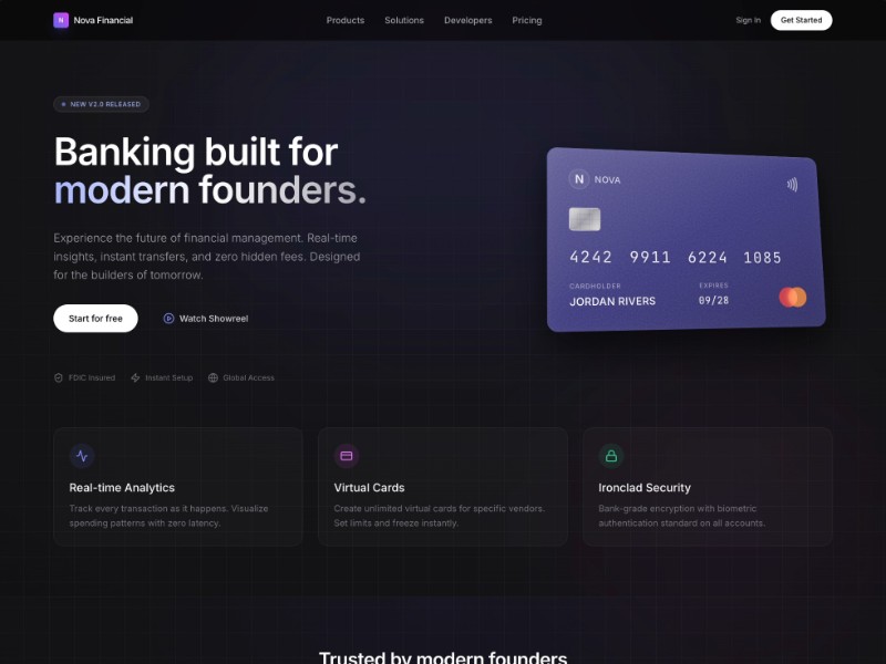 Preview for 3D Card Banking Landing Page Template