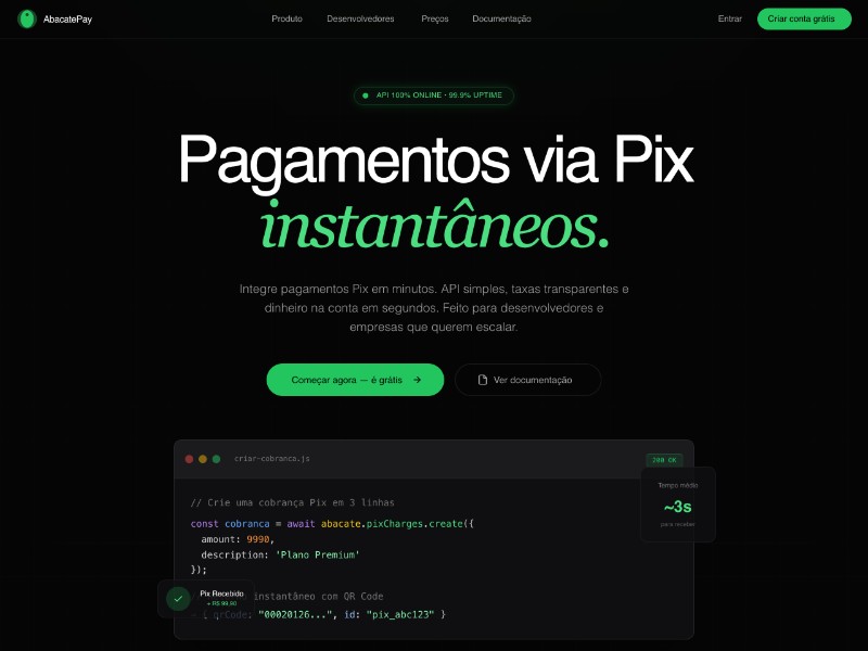 Preview for Fintech Pix Payments Landing Page Template