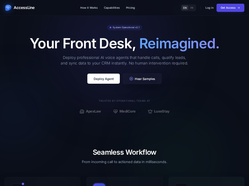 Preview for AI Voice Operations Landing Page Template