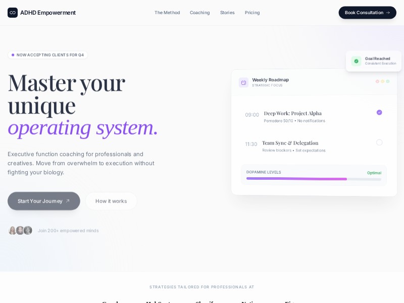 Preview for ADHD Coaching Landing Page Template