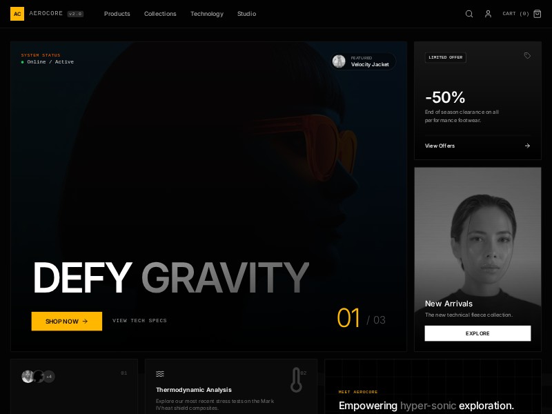 Preview for Aerospace Fashion E-commerce Landing Page Template