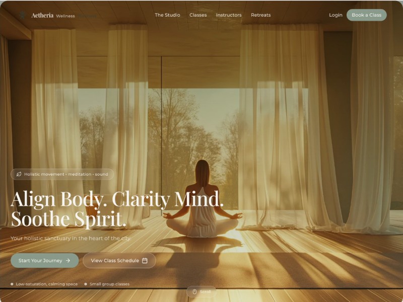 Preview for Aetheria Wellness: A serene and holistic website template