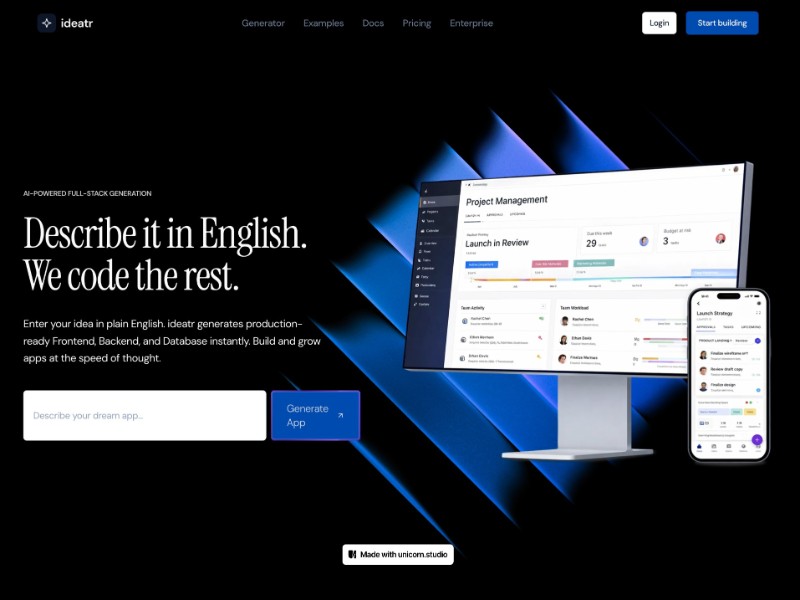 Preview for AI Developer SaaS Landing Page Template