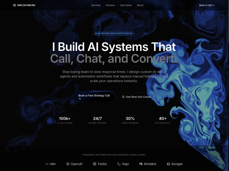 Preview for AI Automation Developer Portfolio Landing Page Template