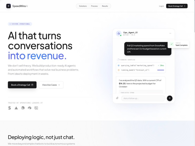 Preview for SpeedWins AI Agency Landing Page Template