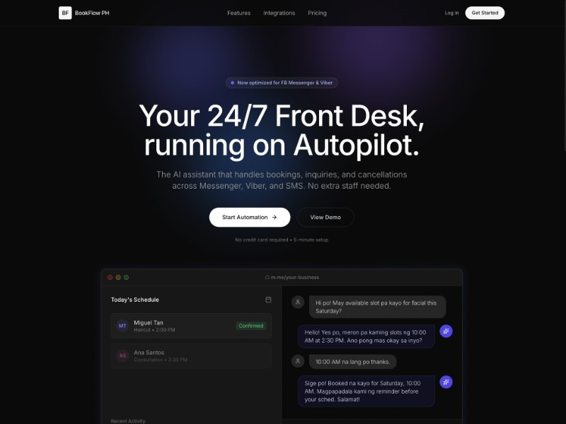 Preview for AI Booking Assistant Landing Page Template