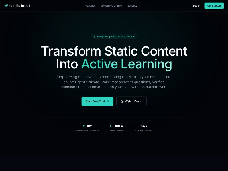 Preview for AI Corporate Training Landing Page Template