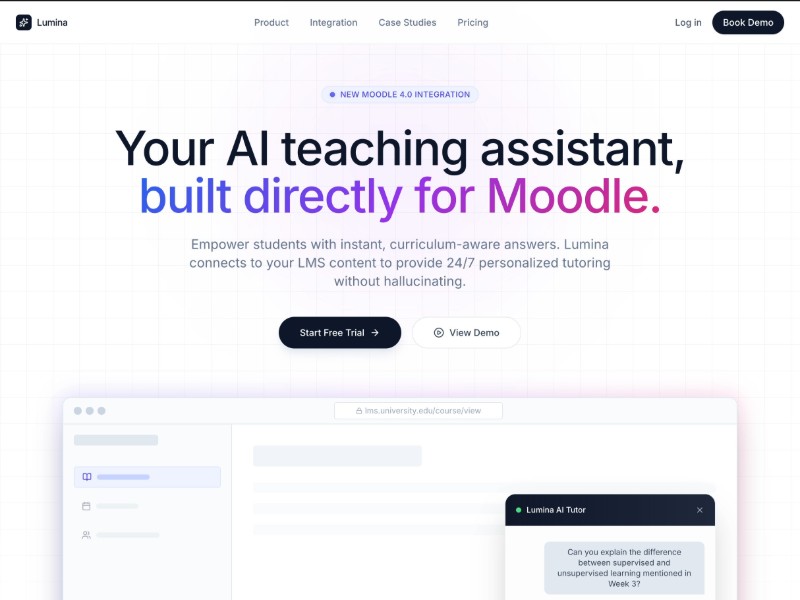 Preview for Lumina AI Moodle LMS Landing Page Template