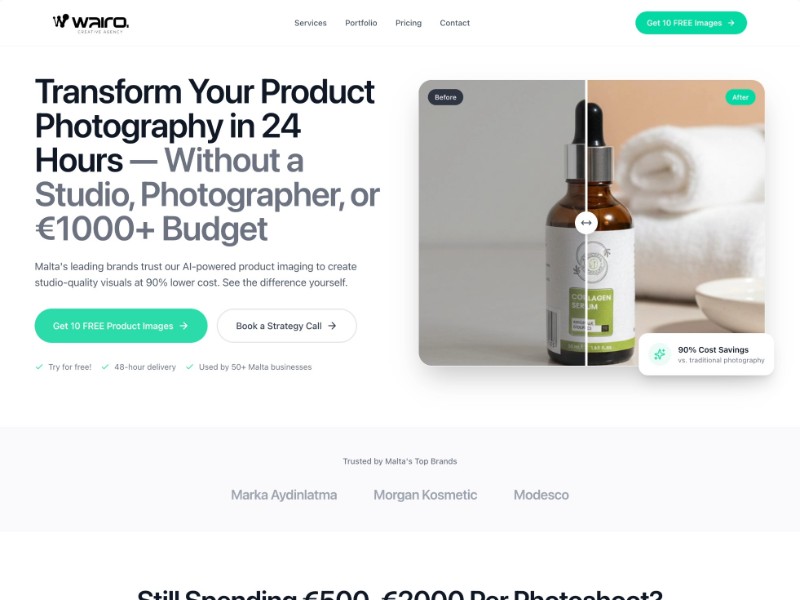 Preview for AI Product Photography Landing Page Template