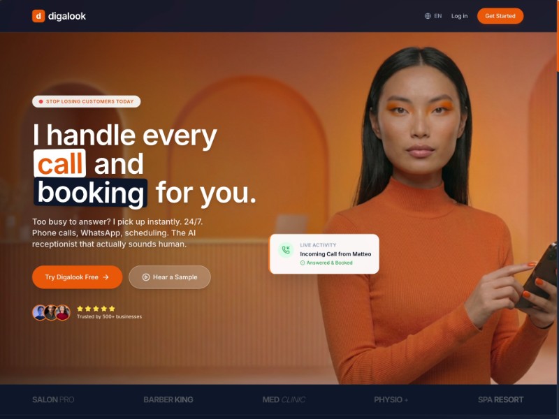 Preview for AI Receptionist SaaS Landing Page Template