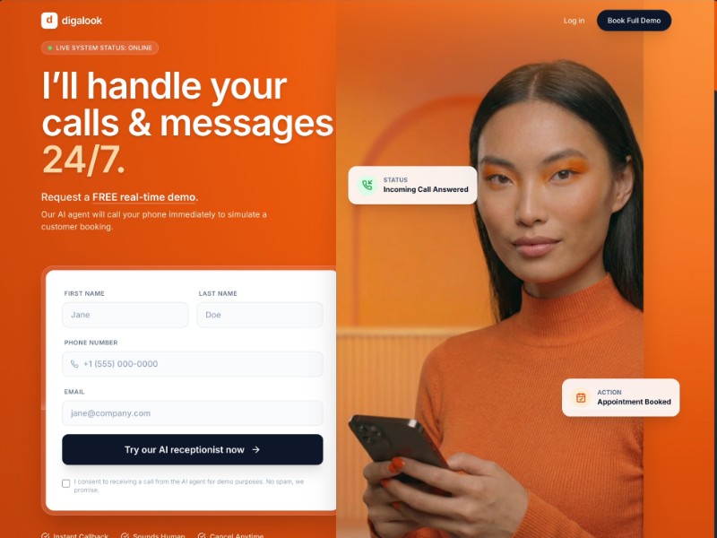 Preview for AI Receptionist SaaS Landing Page Template