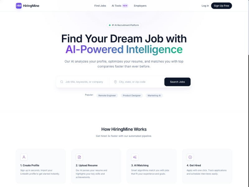Preview for AI Recruitment Platform Landing Page Template