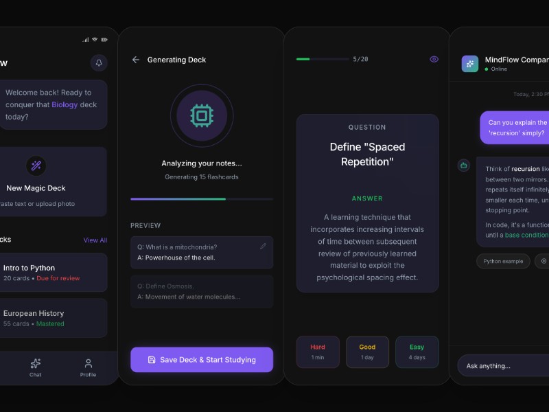 Preview for AI Study Companion App UI Template