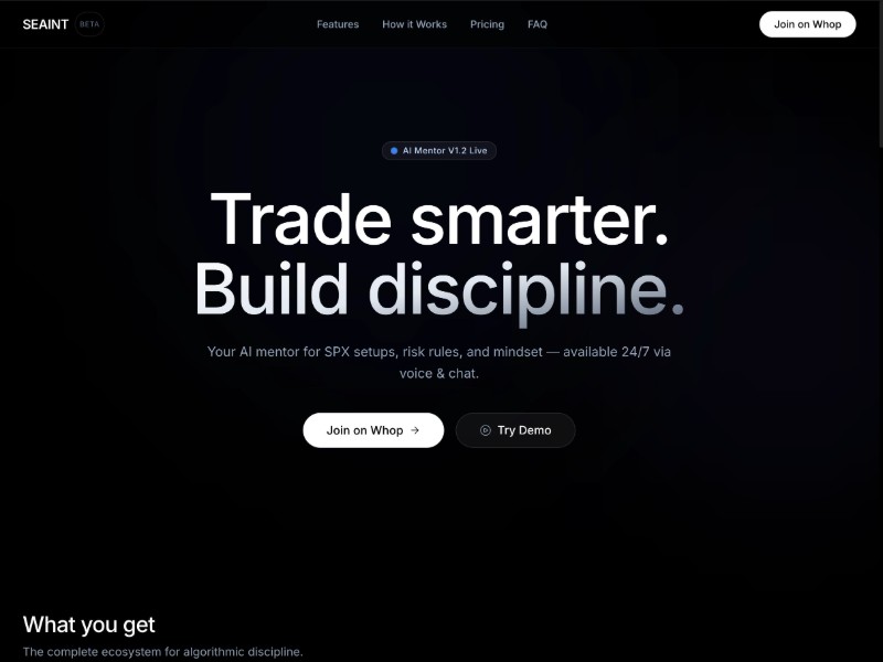 Preview for SEAINT AI Trading Mentor Landing Page Template