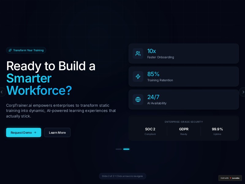 Preview for AI Training SaaS Landing Page Template