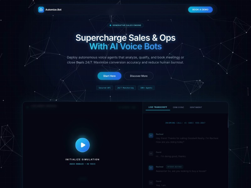 Preview for AI Voice Agent Landing Page Template