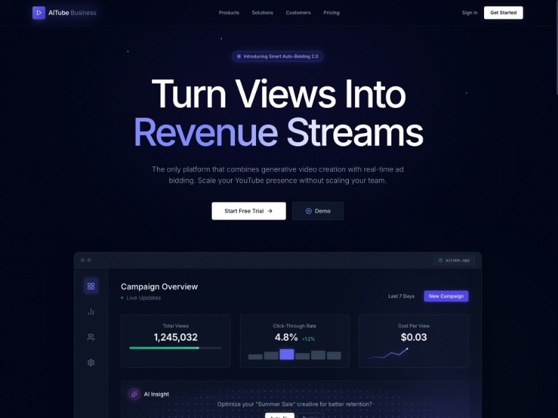 Preview for AI YouTube Marketing Landing Page Template