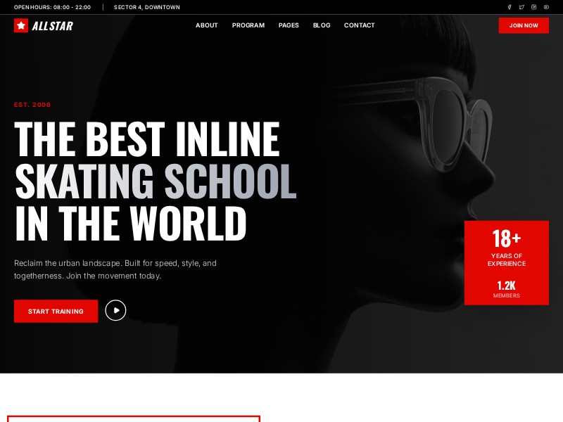Preview for Inline Skating Community Landing Page Template