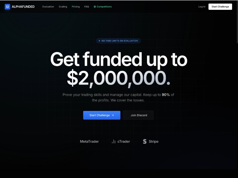 Preview for AlphaFunded Trading Funding Landing Page Template