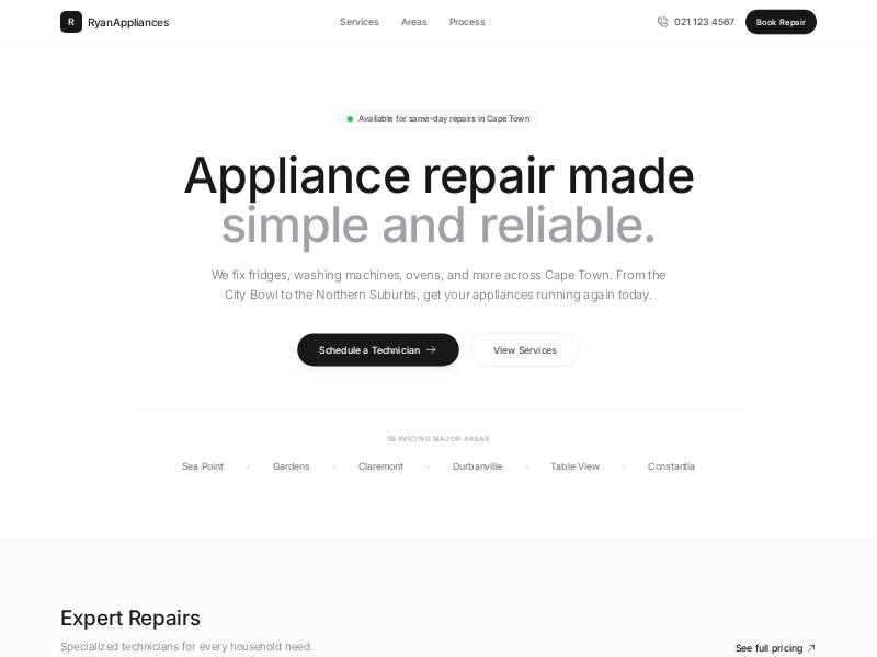 Preview for Appliance Repair Services Landing Page Template