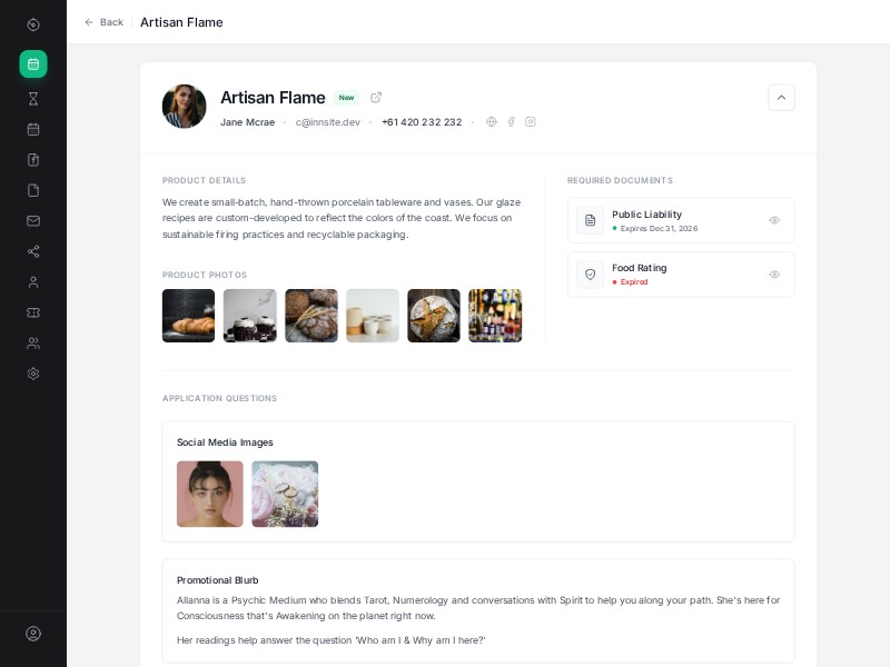 Preview for Vendor Application Dashboard UI Template