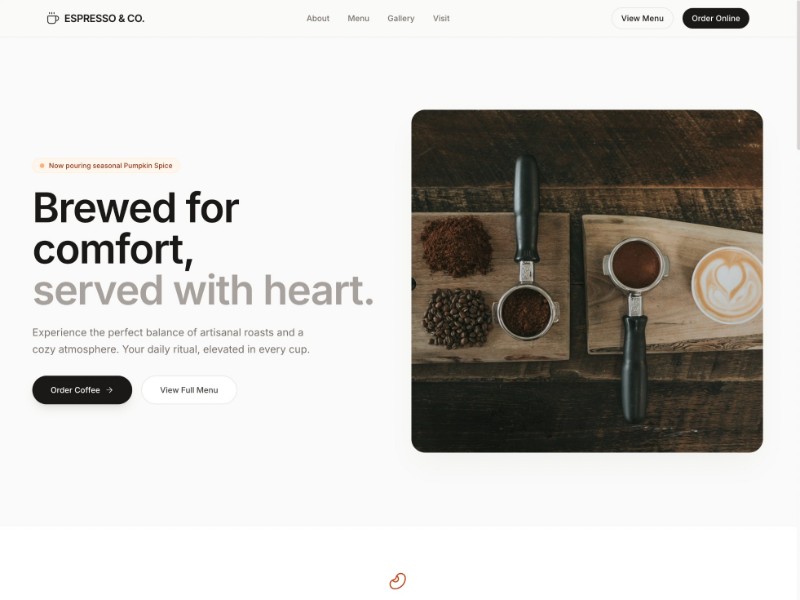 Preview for Artisan Coffee Shop Landing Page Template