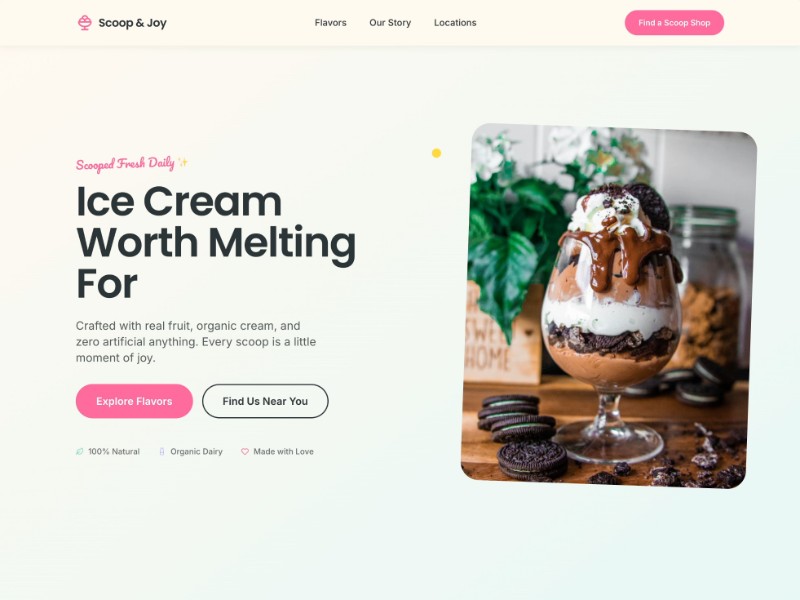 Preview for Artisan Ice Cream Landing Page Template