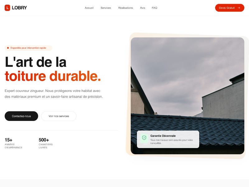 Preview for Artisan Couvreur Services Landing Page Template