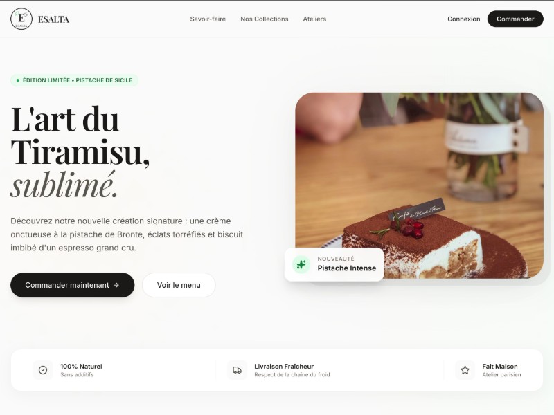 Preview for Esalta Dessert Landing Page Template