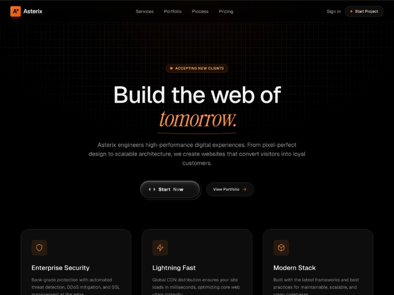 Preview for Asterix Digital Studio Landing Page Template