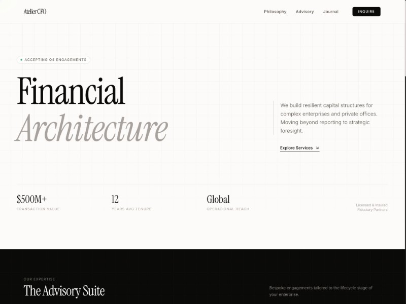 Preview for Atelier CFO Advisory Landing Page Template