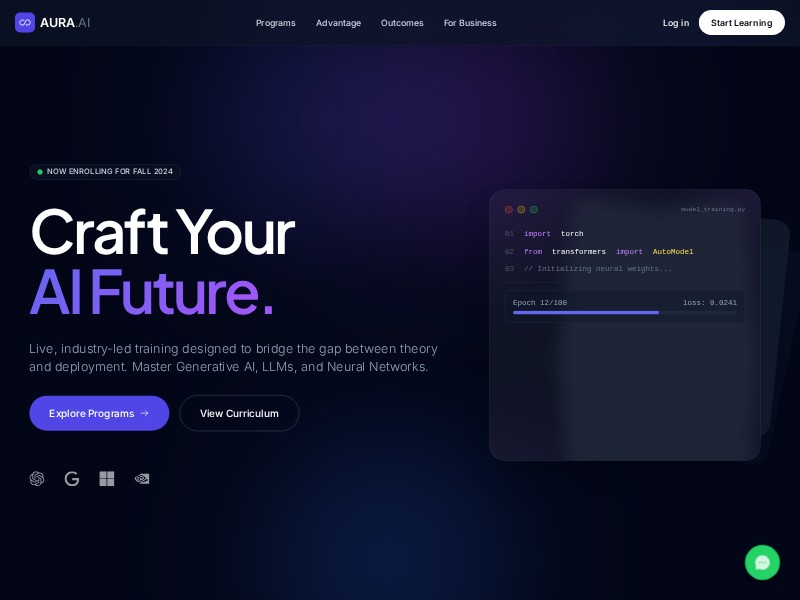 Preview for Aura AI Education Landing Page Template